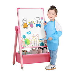 Yozoia kids art easel pink, double-sided for drawing and learning