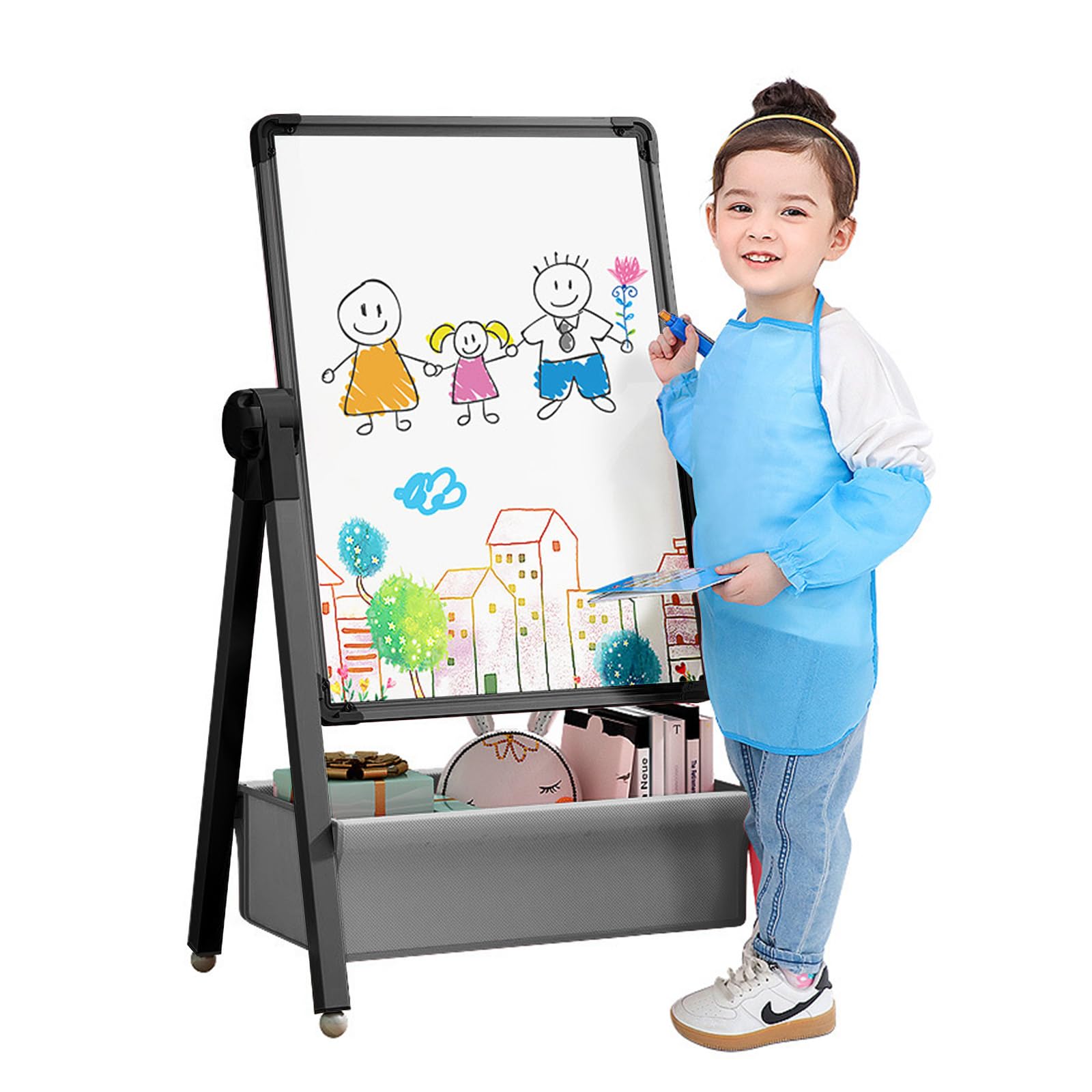 Yozoia Kids Art Easel with double-sided whiteboard and chalkboard for creative learning