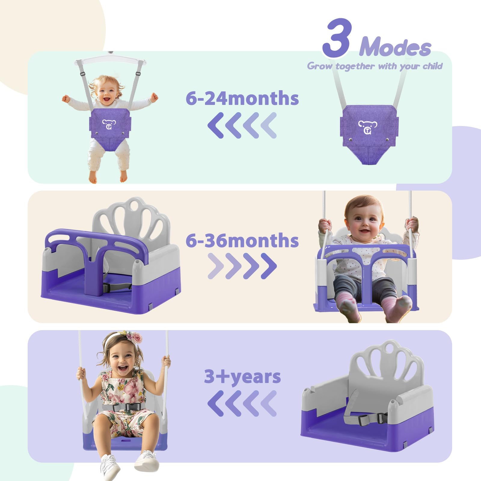 Yozoia baby jumper seat adjustable in purple for comfortable playtime