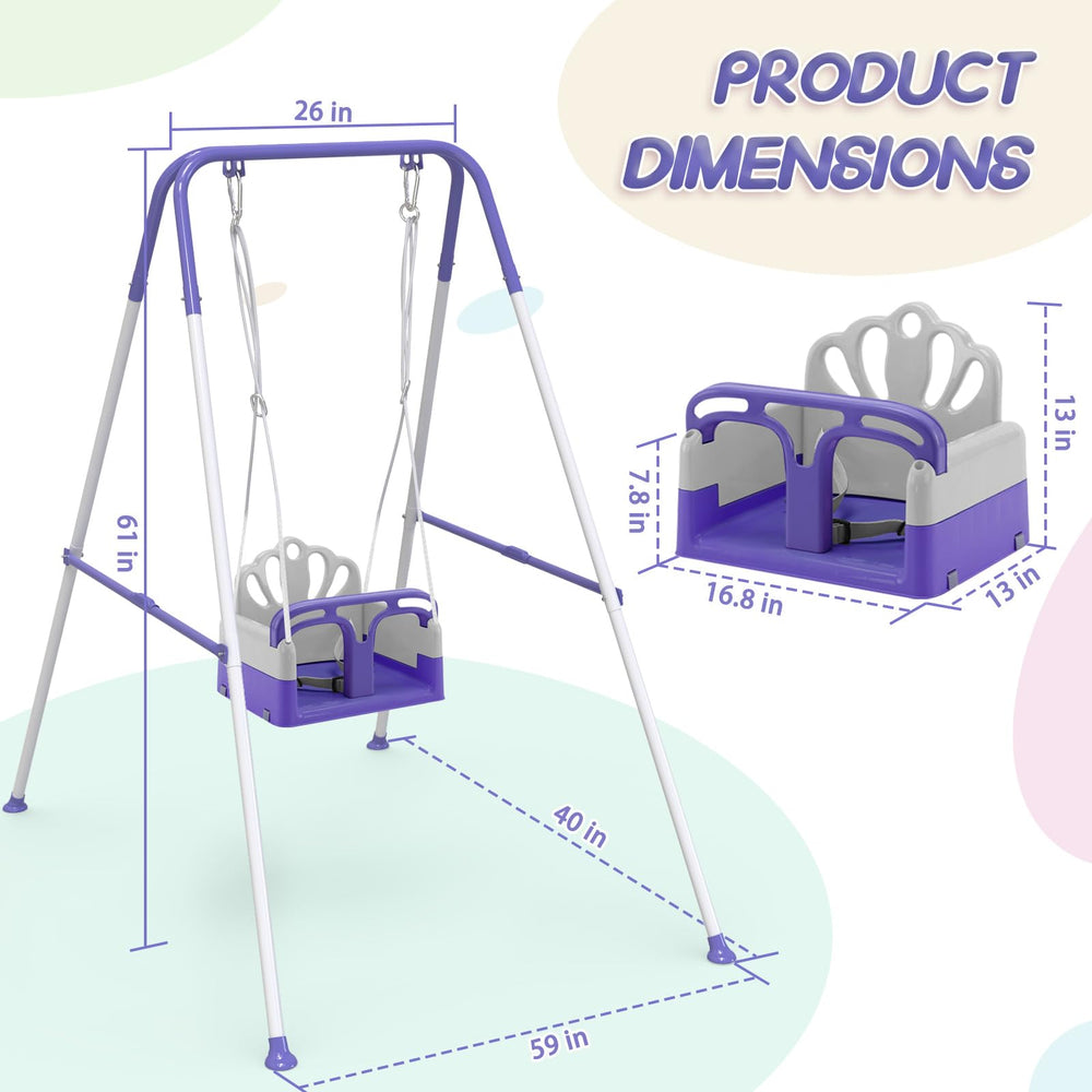 Yozoia compact storage swing set for small homes in purple