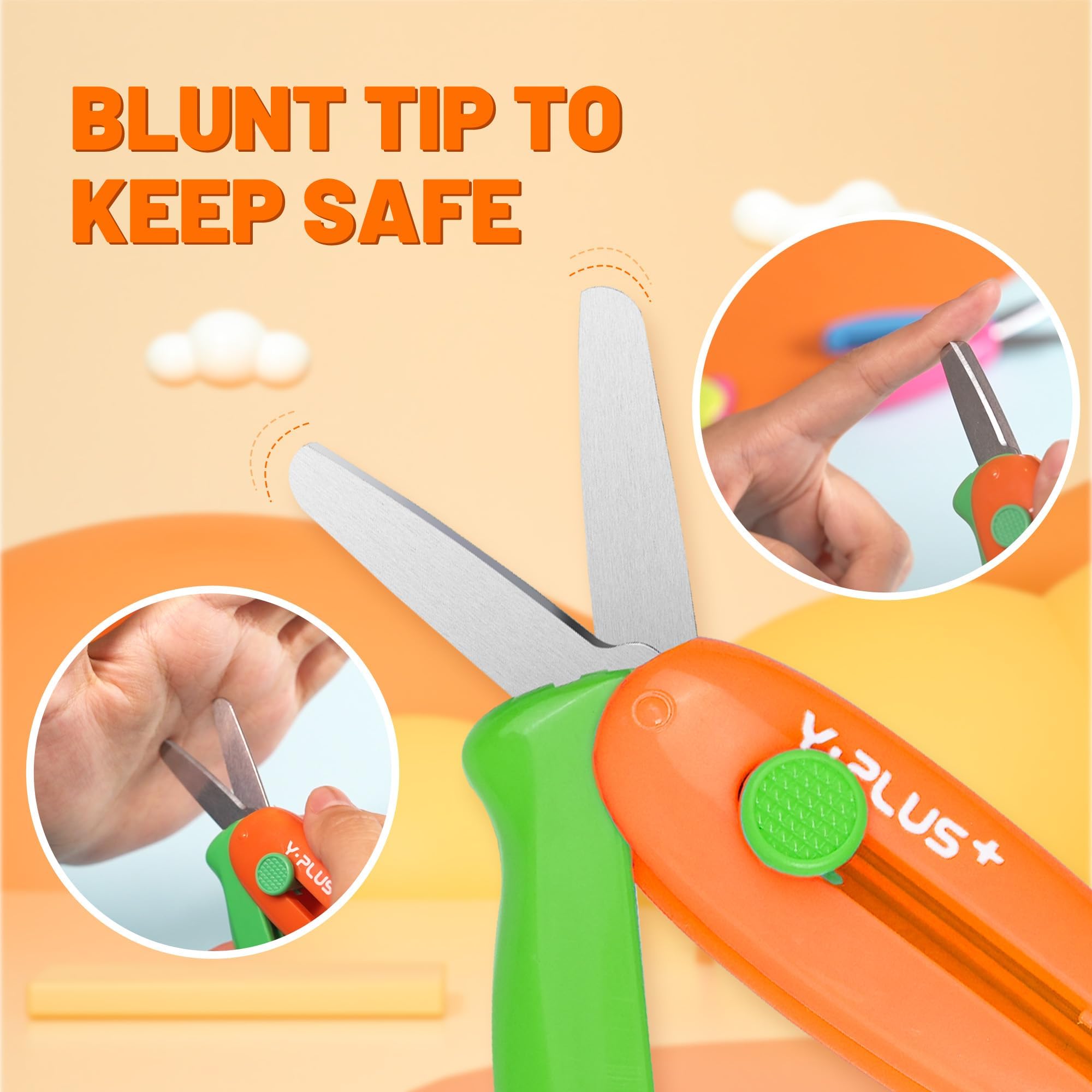 YPLUS safety scissors with blunt nibs protect little fingers during arts and crafts