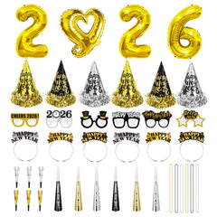 YQUQWN 2026 balloon set with gold, black and silver tones for stylish photos.
