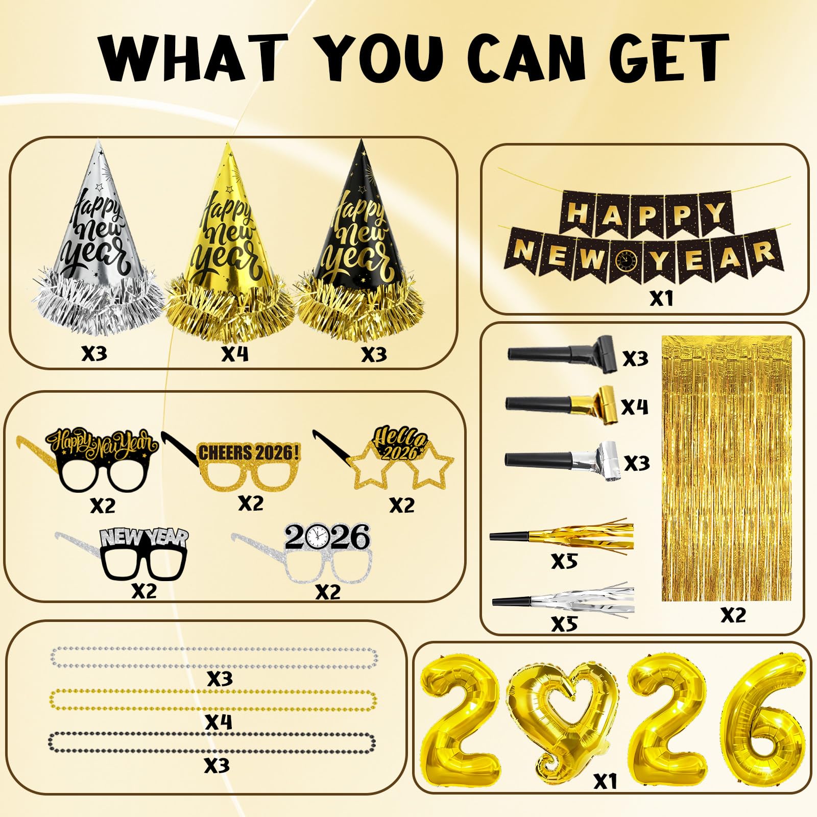 YQUQWN New Year glasses add playful flair for gatherings and photos.