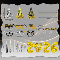 YQUQWN party hat 2026 black-gold elevates countdown celebrations with metallic shine.
