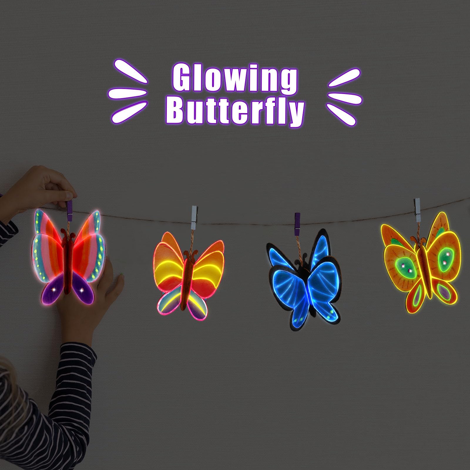 Yrinfay six 3D butterflies arrive ready to assemble into a dynamic craft.