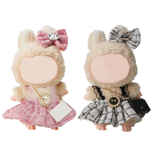 Yrlisfon 17 cm doll outfit with knitted hat and suspenders for versatile styling.