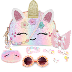 YRUBOHA unicorn purse for girls, front view, compact and kid-friendly.