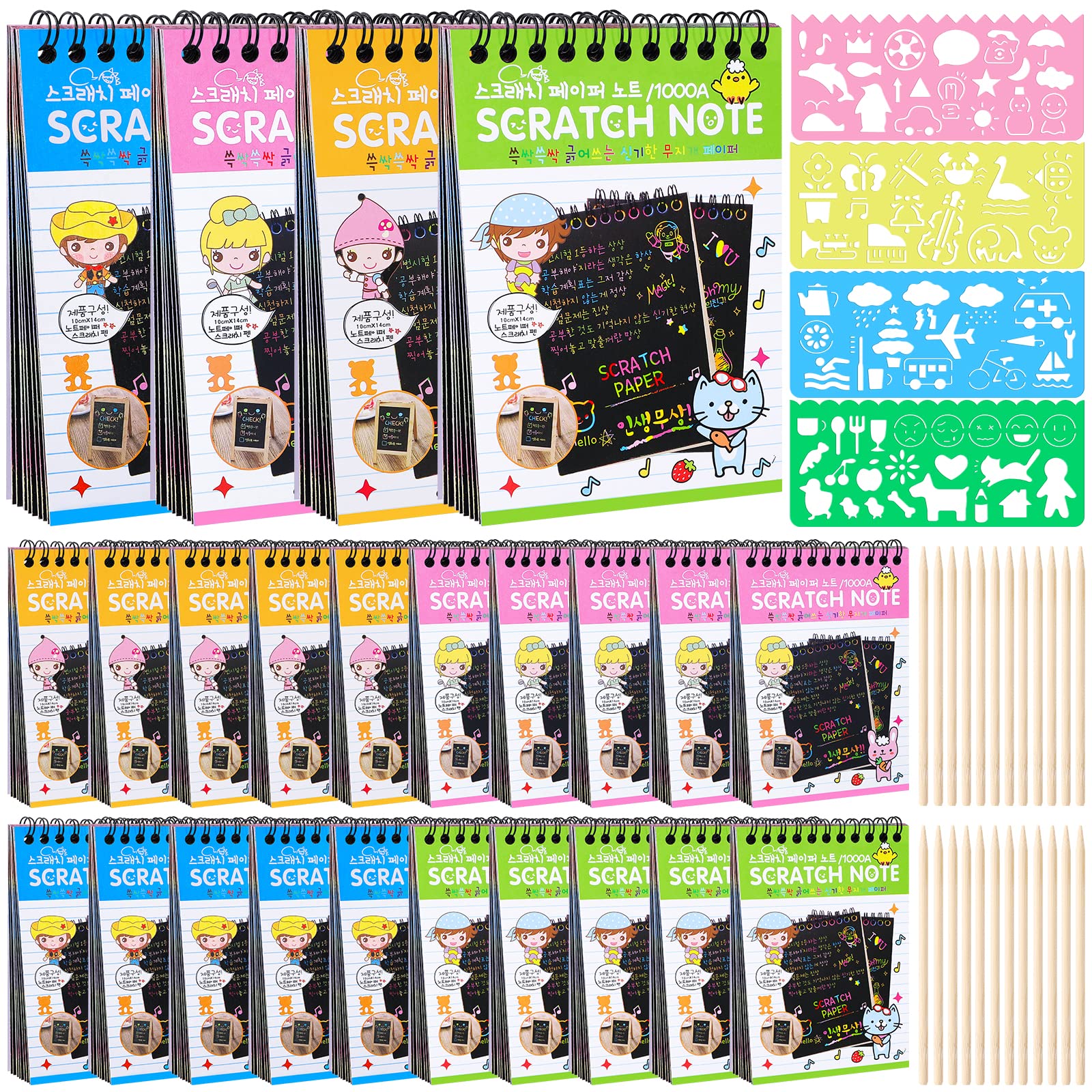 YSCare rainbow scratch notebooks 24 pack for kids boosts creativity in class