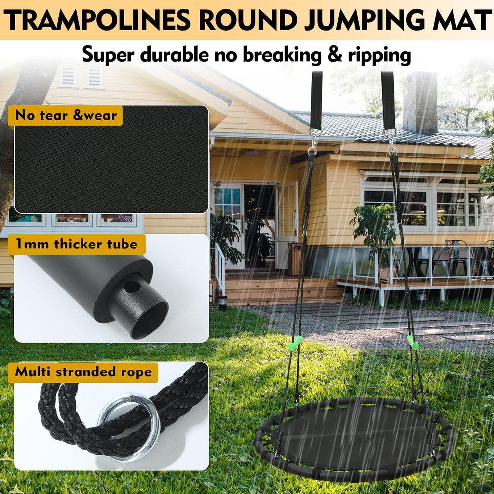 Close-up of YSEJOMP saucer swing handles for secure grip during swinging