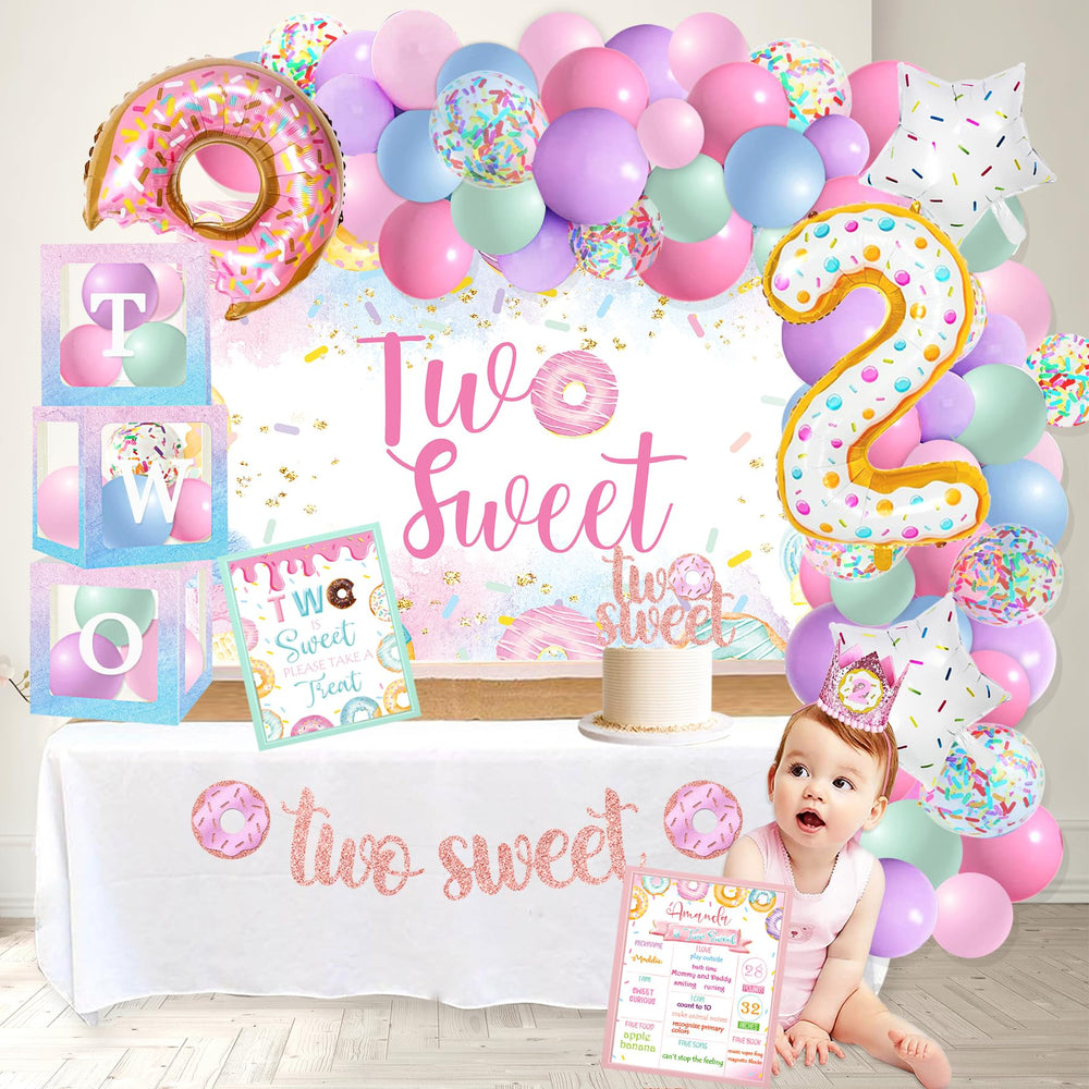 YSHMFEUX glitter two sweet banner adds shimmer to decor.