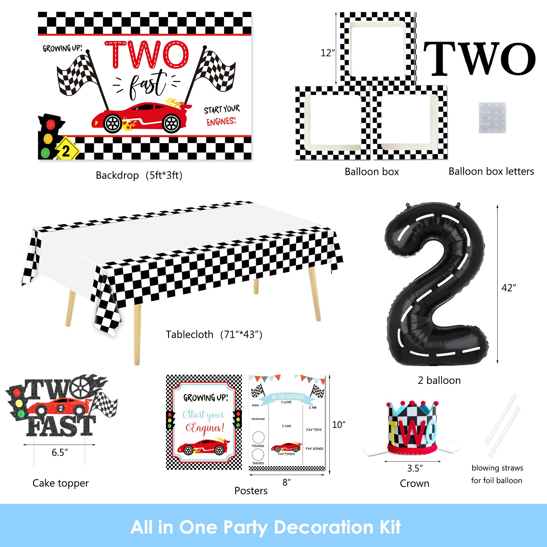 YSHMFEUX race car banner highlights a high-energy 2nd birthday