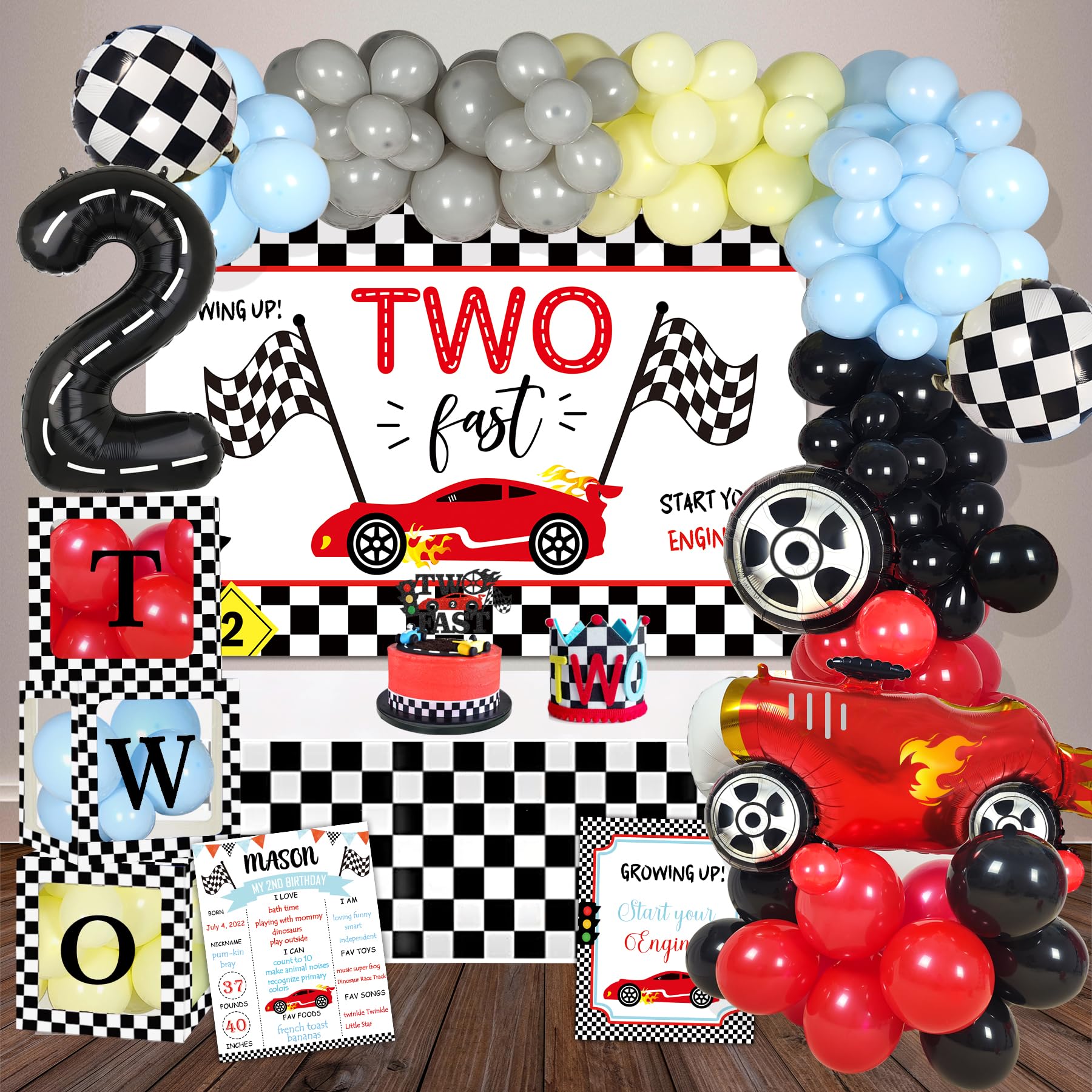 YSHMFEUX two-fast birthday backdrop for vibrant party photos