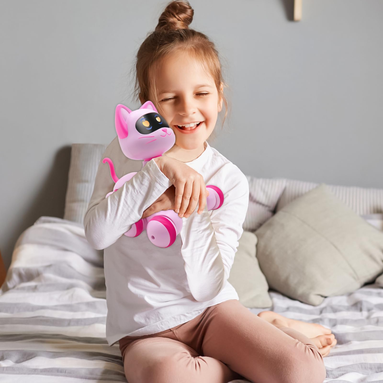 Ysityum remote-control robot cat touch-responsive, reacts to head touch with sounds.