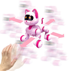 Ysityum robot cat performing dance mode with music, encouraging imaginative movement.