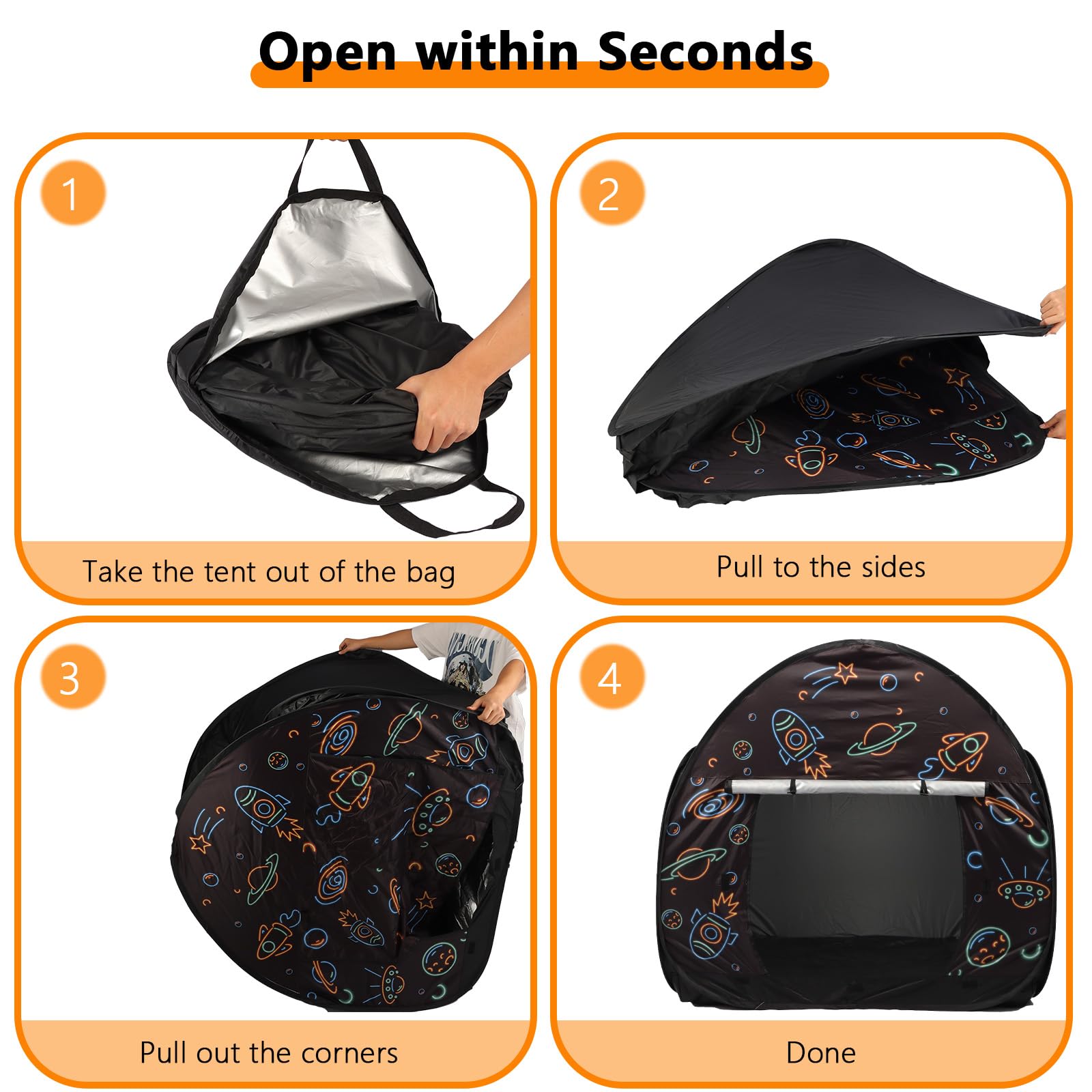 Ysityum sensory tent privacy velcro covers customize light and sound levels.