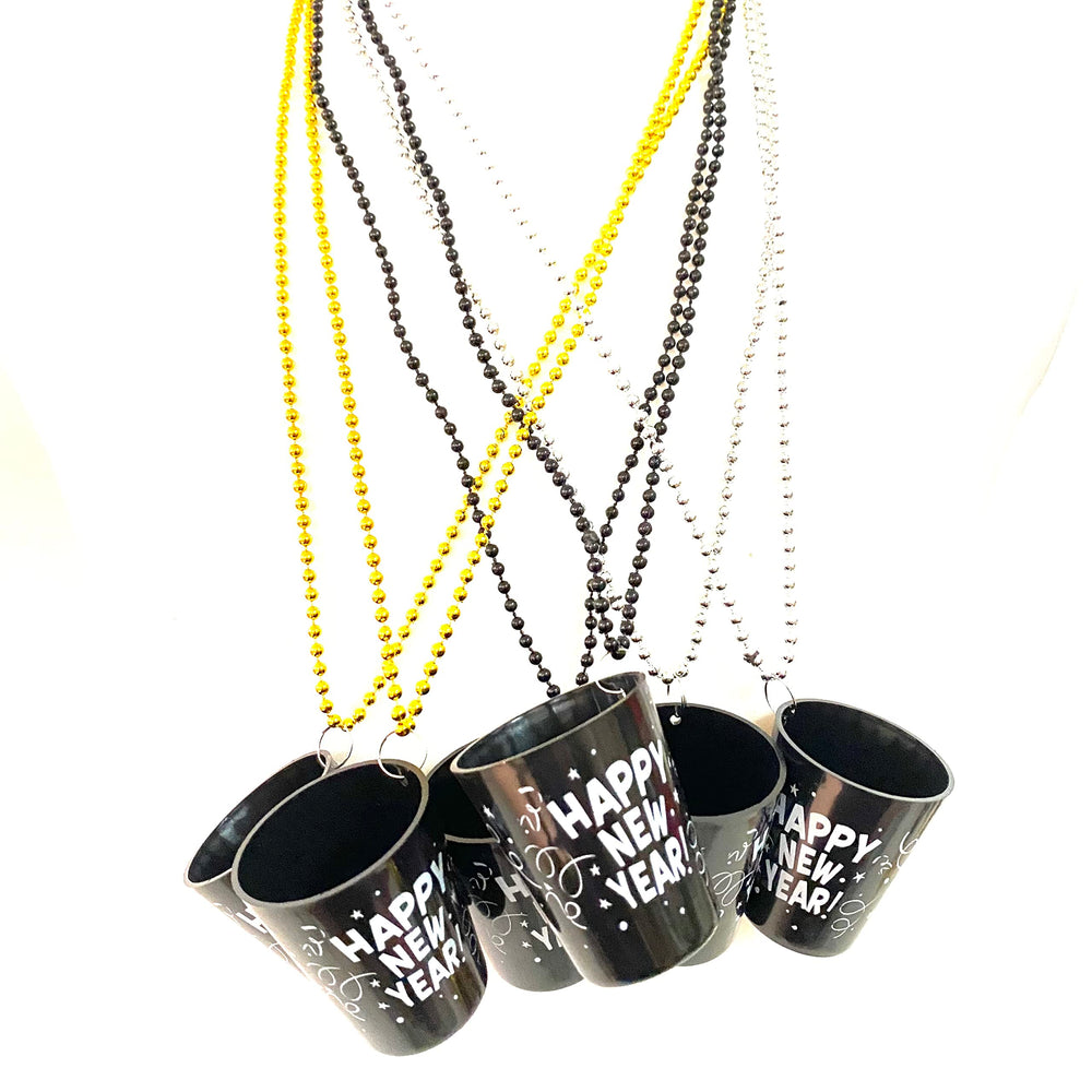 YSPPF Happy New Year bead necklace with gold cups for festive wear.