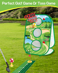 YSZZYSM compact golf board set fits indoors and outdoors for versatile practice.