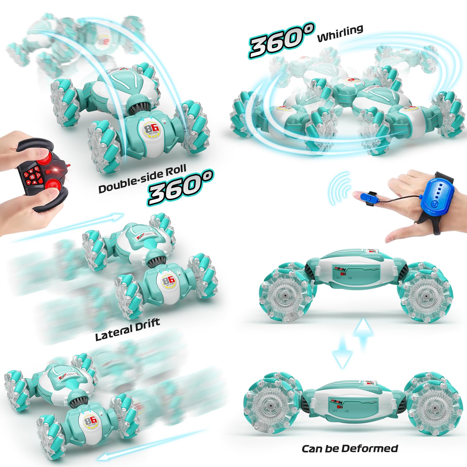 YTKIH RC stunt car performing a 360-degree rotation during a race