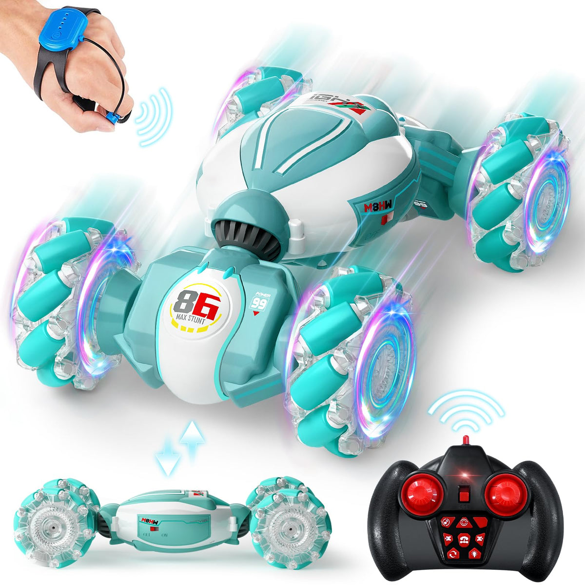 YTKIH gesture sensing RC stunt car in action with 360° rotation for thrilling play
