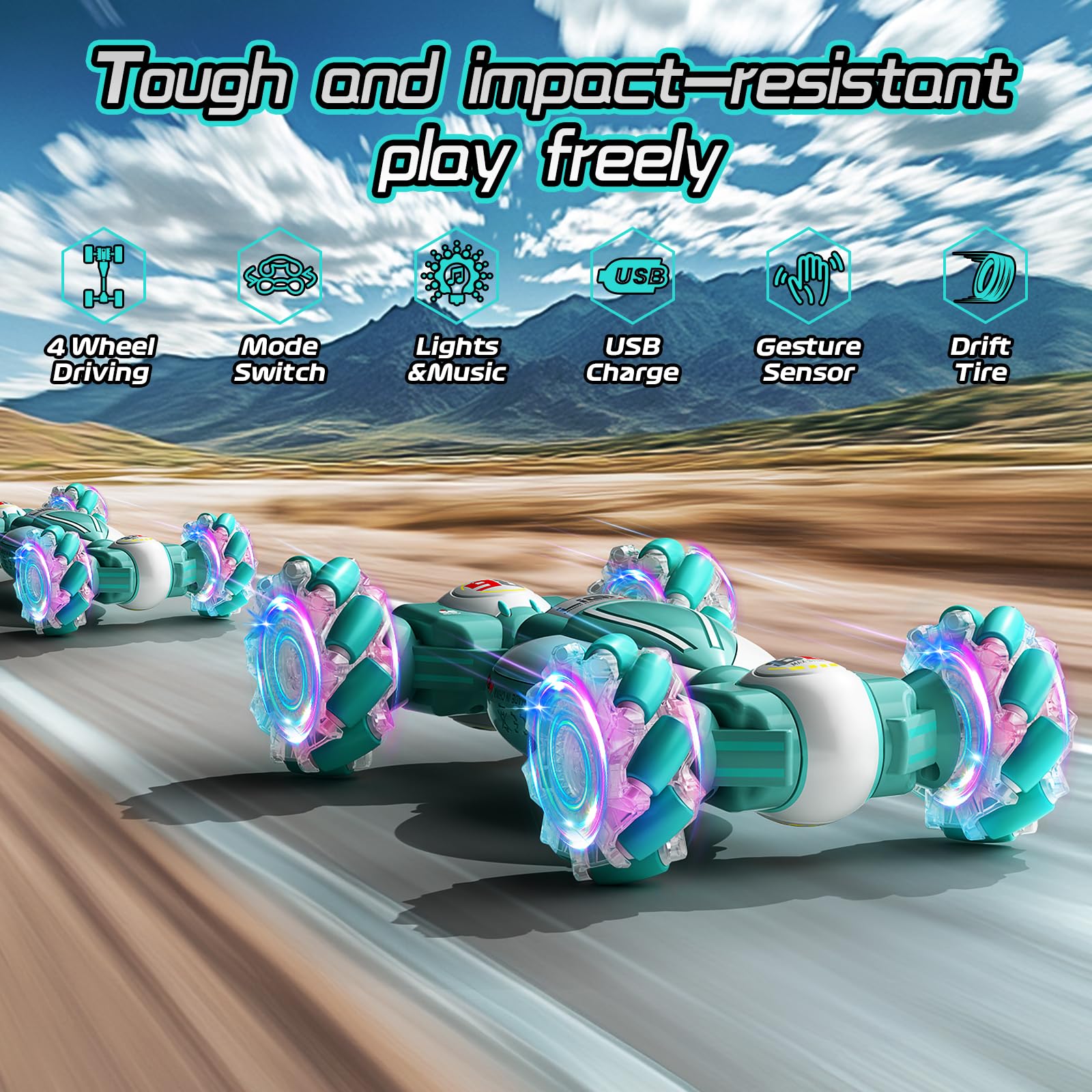 YTKIH gift-ready RC stunt car ideal for kids age 6-12