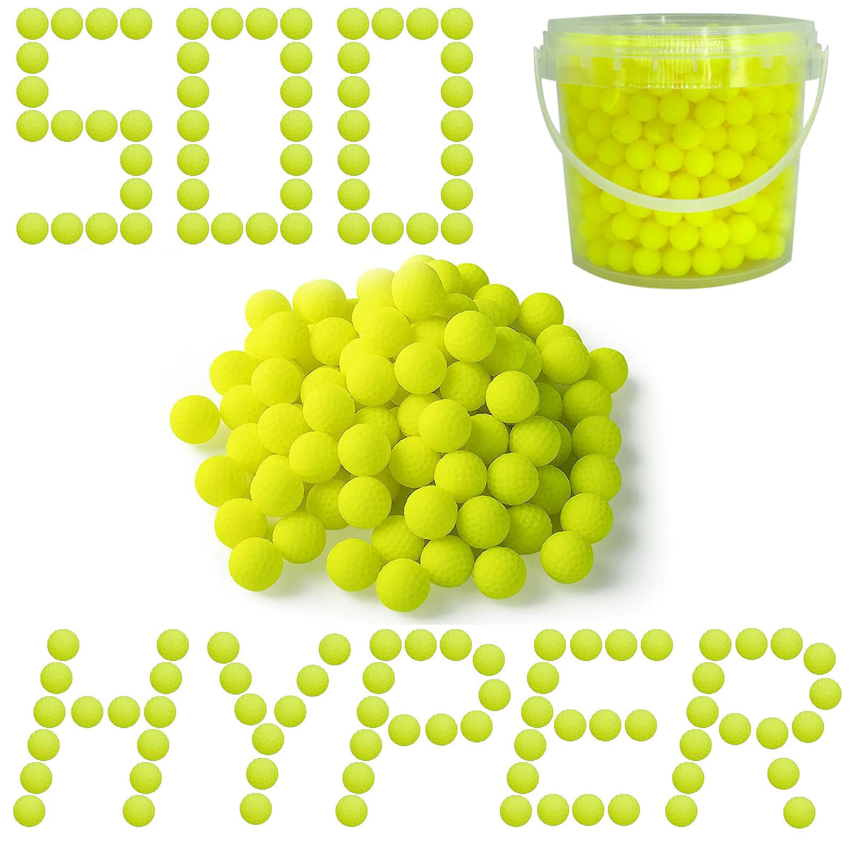 YTSWELE Nerf Hyper 500-round refill pack in a sturdy bucket, ready for action.