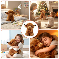 Yytoyshop Highland Cows plush pillow on bedside for warm ambiance