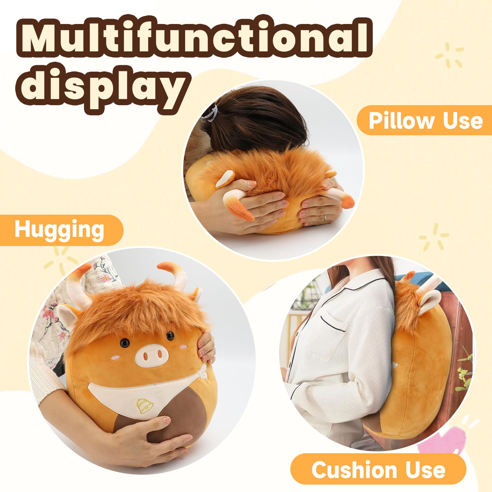 Yytoyshop Highland Cows Plush Soft Fur Closeup fluffy texture and friendly look