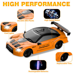YUAN PLAN RC drift car rear view with durable orange ABS shell