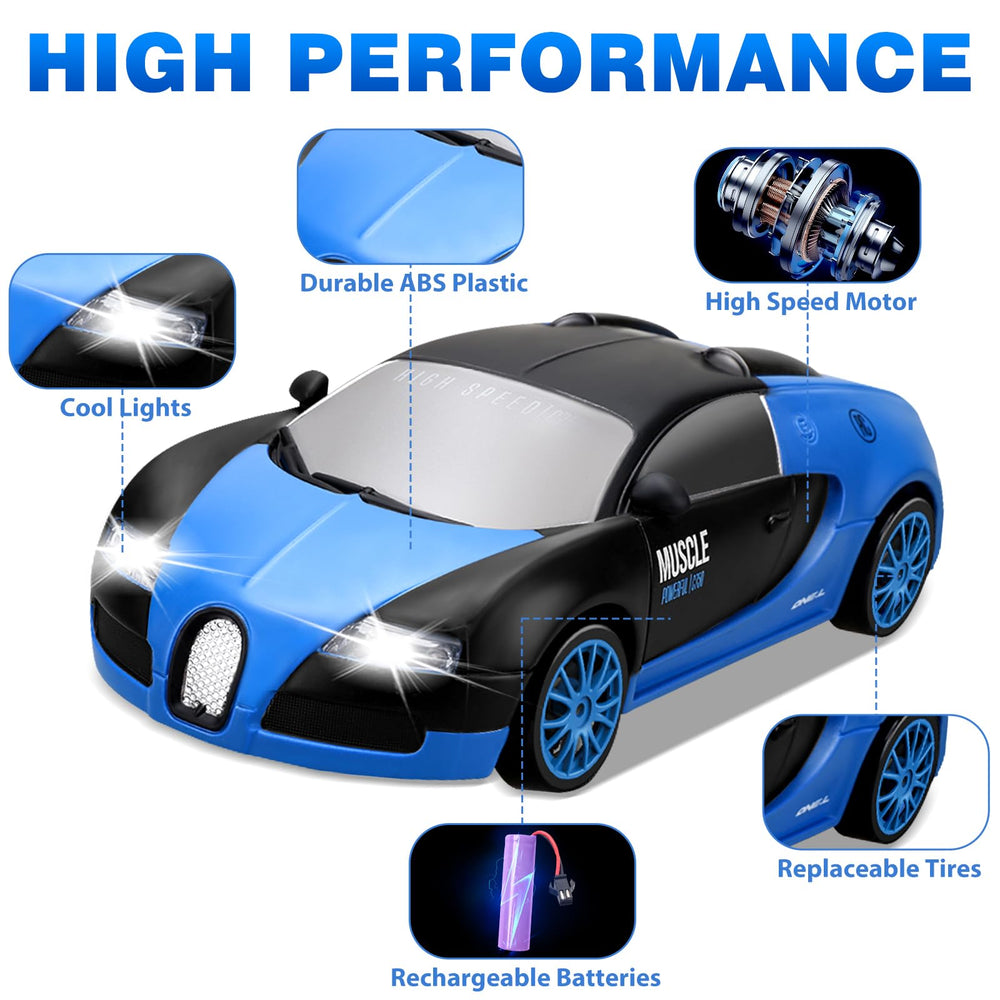 YUAN PLAN RC Drift Car blue LED lights powered by rechargeable battery