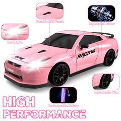 YUAN PLAN pink rear view with LED lights enhancing nighttime racing vibes