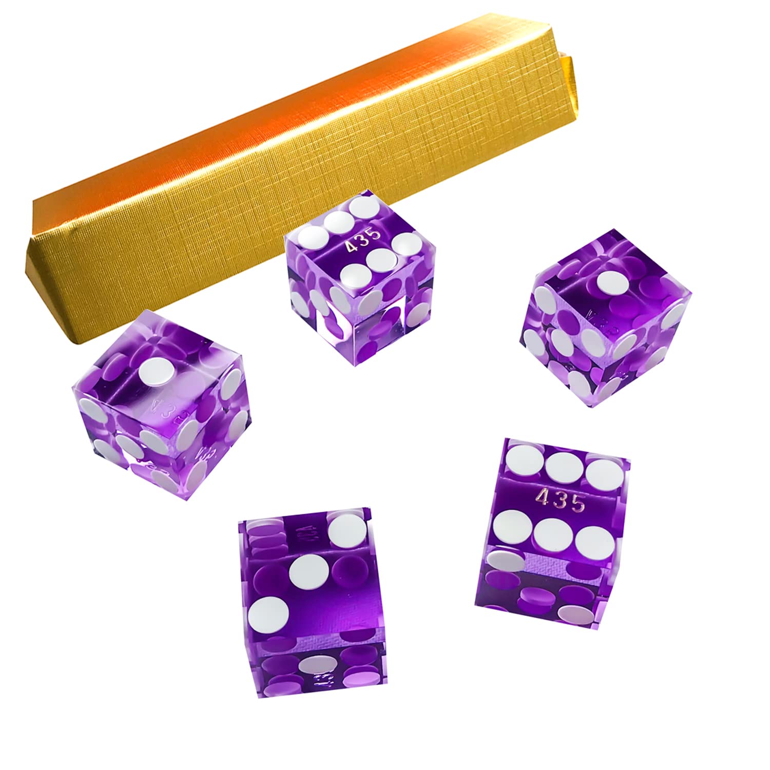Yuanhe precision 19mm purple dice set with clear pips for easy visibility