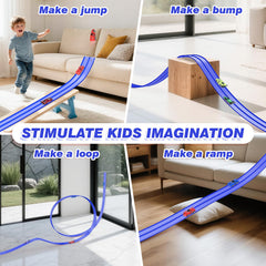 YUANNA Flex Track ramps and hills—varied race challenges for kids