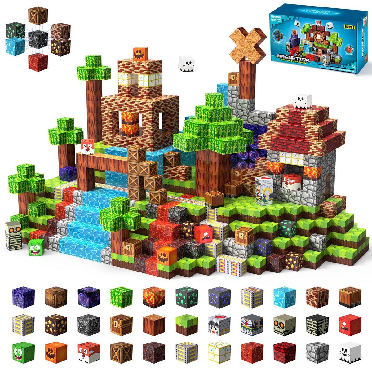 YUANNA magnetic blocks pack enables creative play and sturdy builds for ages 3+.