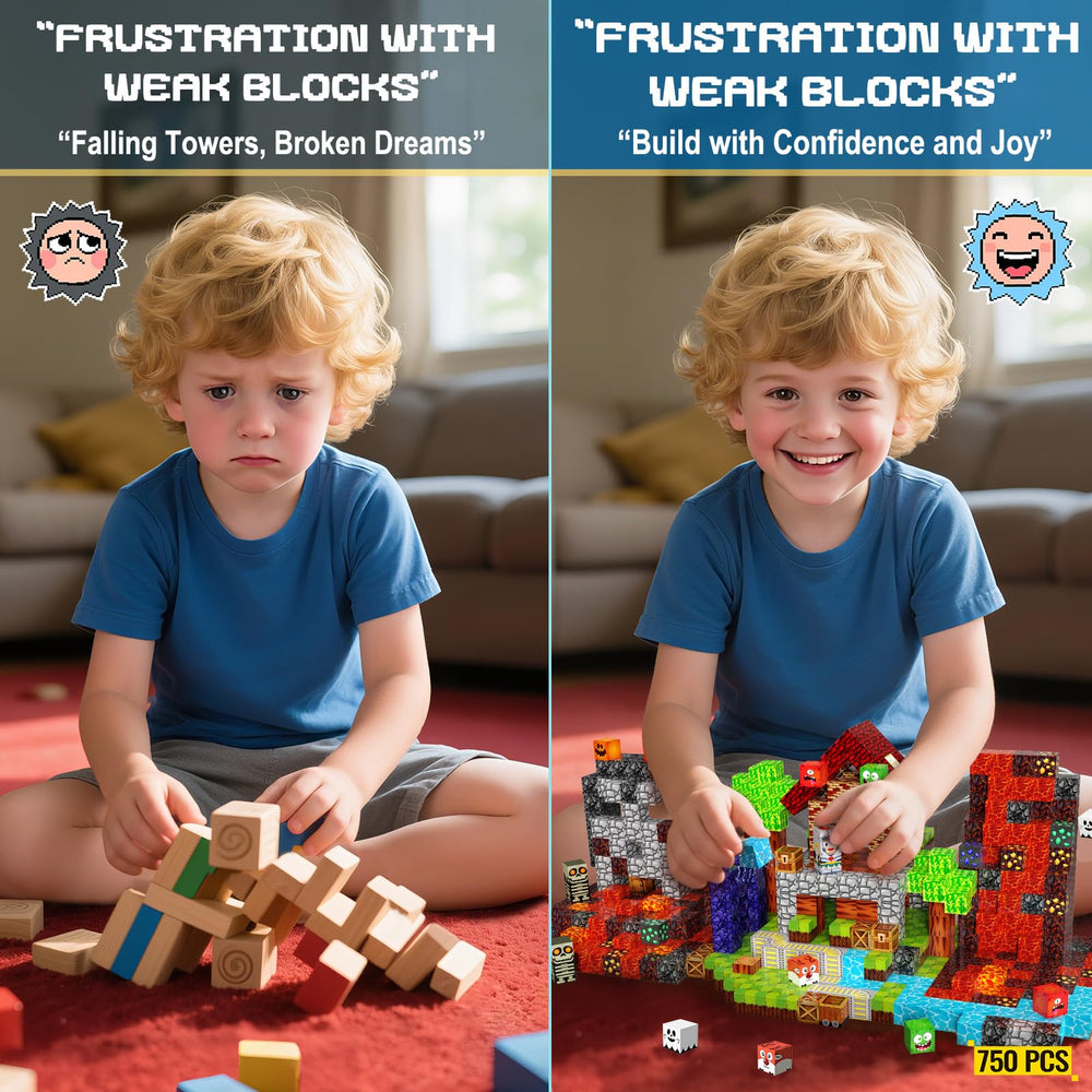 YUANNA magnetic blocks click connect provide satisfying secure building and tall structures.