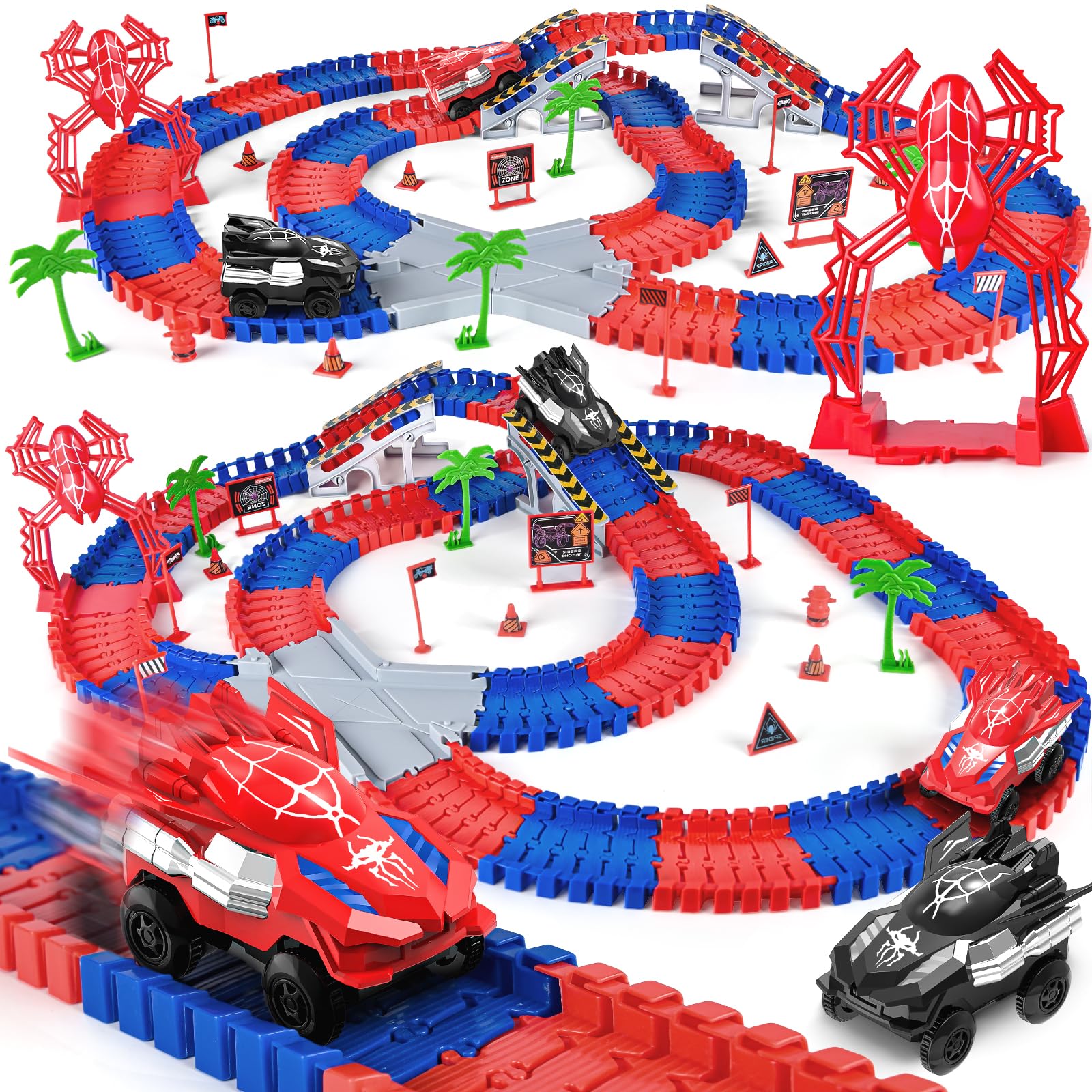 Yuanna Spider Track 212-piece set inspires imaginative racing play.