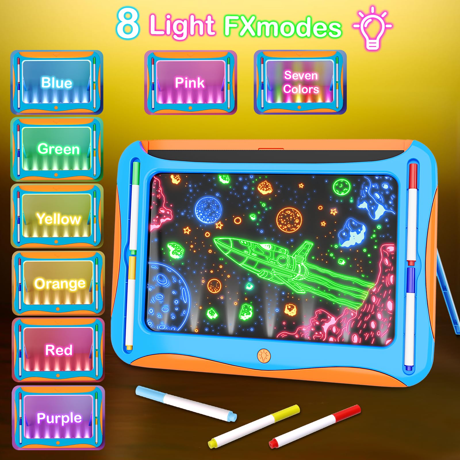 YUBALEER board with six washable pens enables reusable, mess-free art sessions