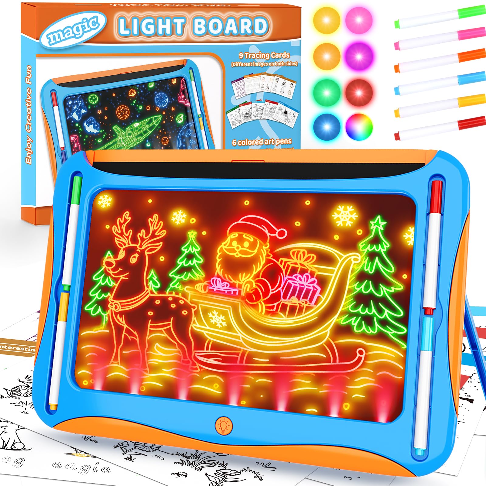 YUBALEER Magic LED drawing board blue top view sparks kid creativity
