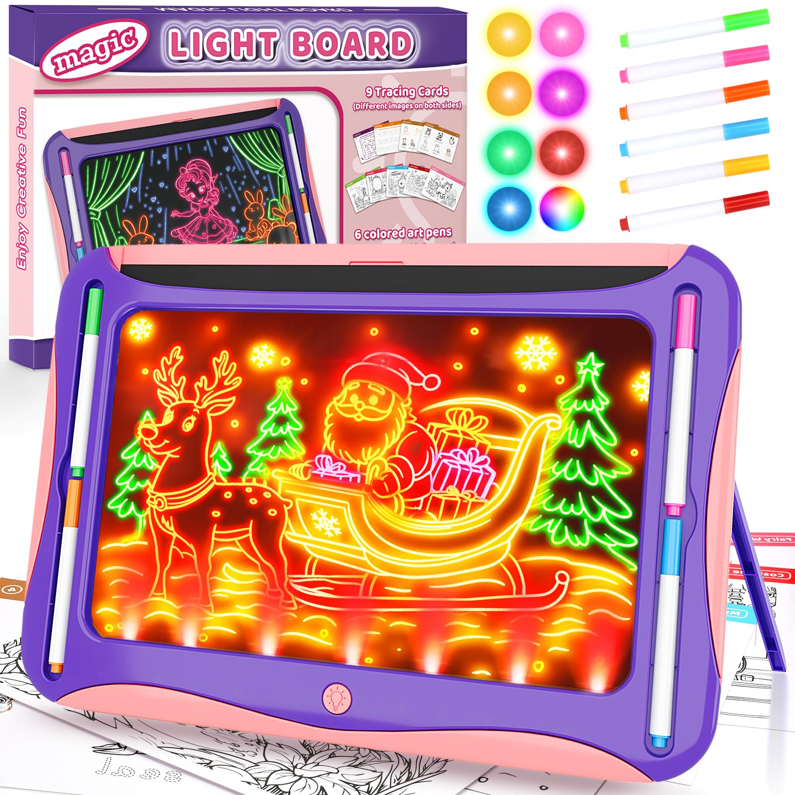 YUBALEER Magic LED drawing board with trace surfaces for creative drawing sessions.