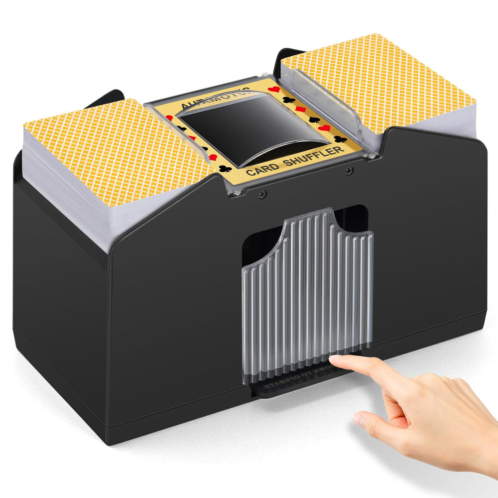 YUCEEN Automatic Card Shuffler front view showing compact design for quick play