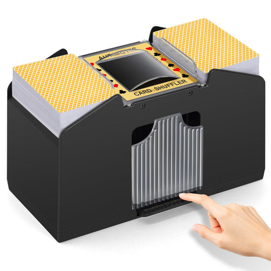 YUCEEN Automatic Card Shuffler front view showing compact design for quick play