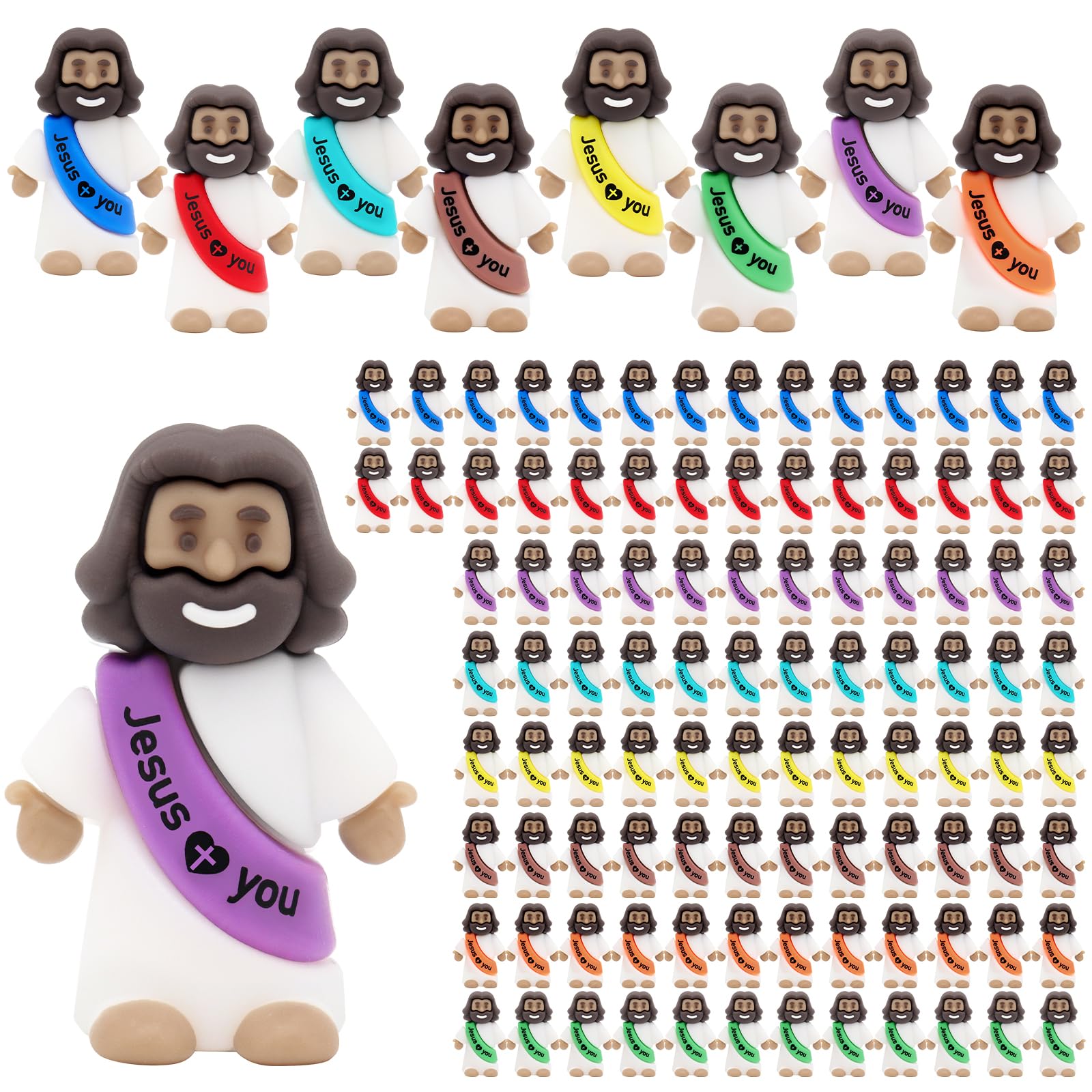 YuDanae brown mini Jesus figurine for Easter crafts and Sunday school décor.