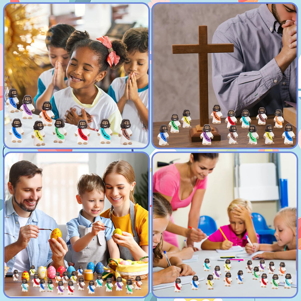 YuDanae orange mini Jesus figurine versatile for crafts and Easter egg hunts.