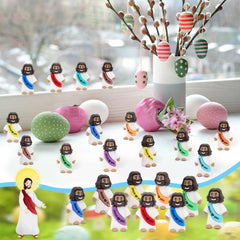 YuDanae red mini Jesus figurine adds color to Easter baskets and decor.