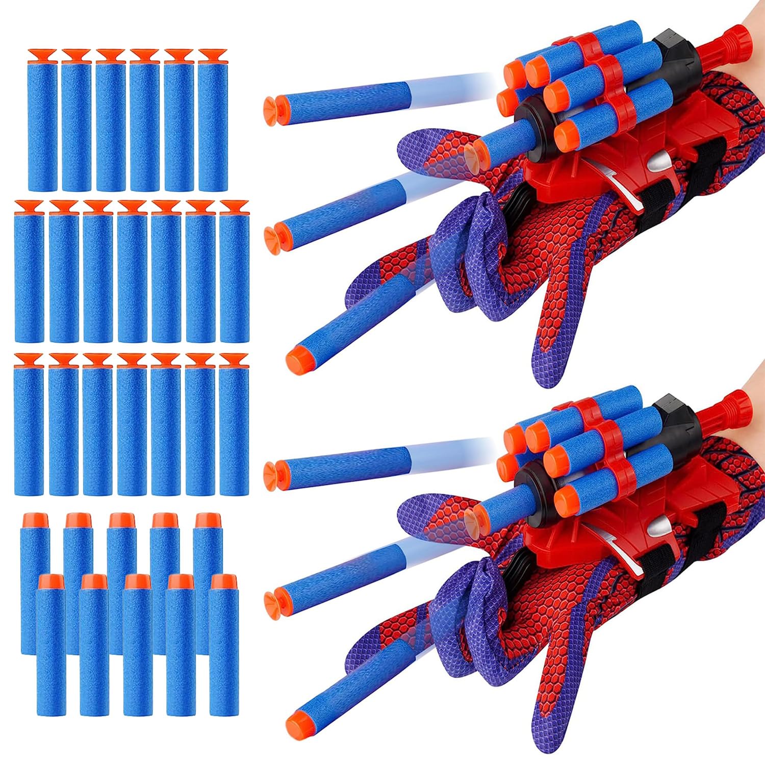 YUETIANE spider web shooter gloves for kids, ready for indoor play.