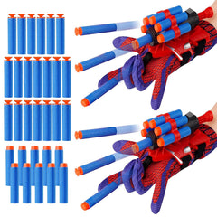 YUETIANE spider web shooter gloves for kids, ready for indoor play.
