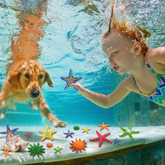 YUJUN starfish pool playset adds colorful beach and pool ambiance.