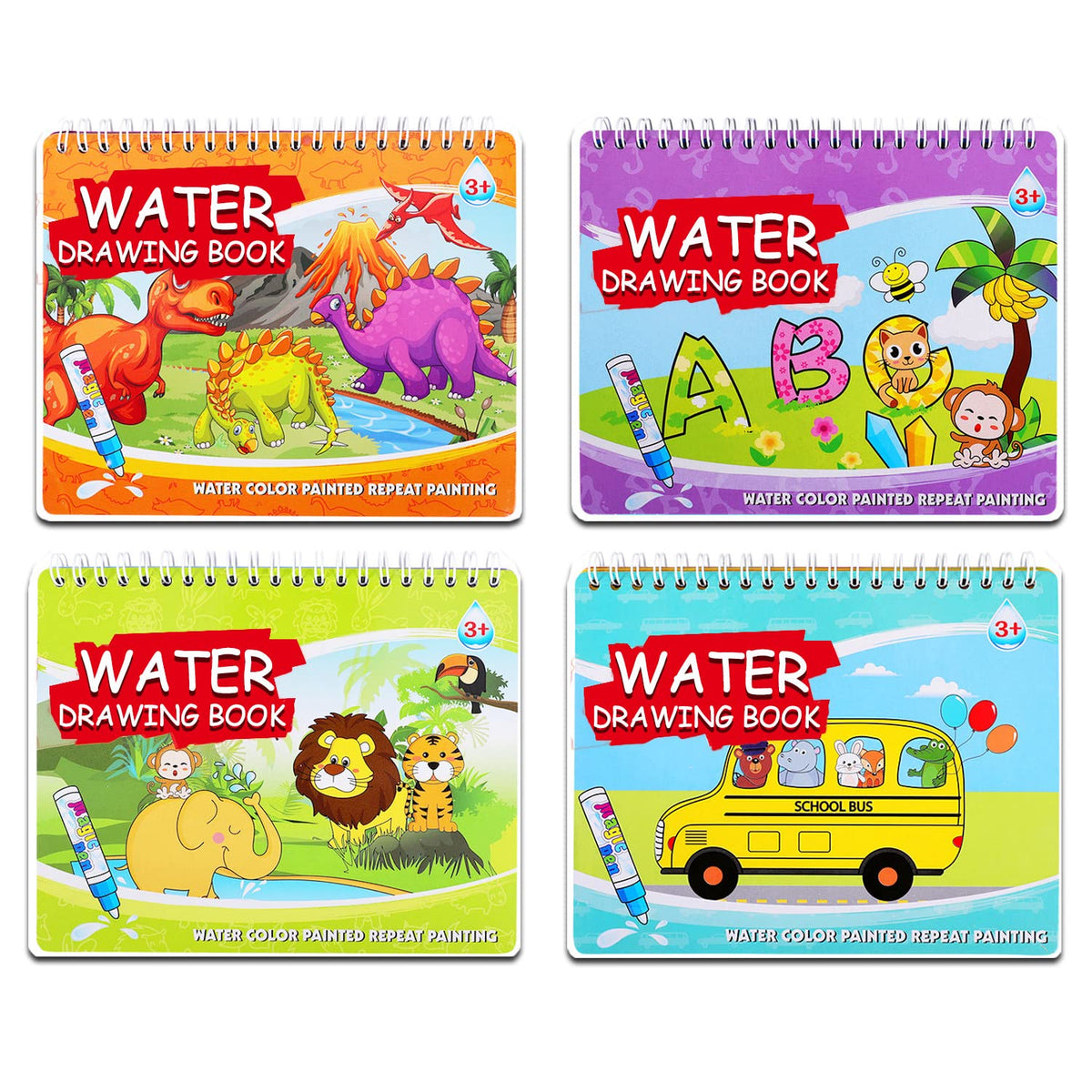 YUKEZOOG dinosaur pages reveal colors with water for mess-free learning