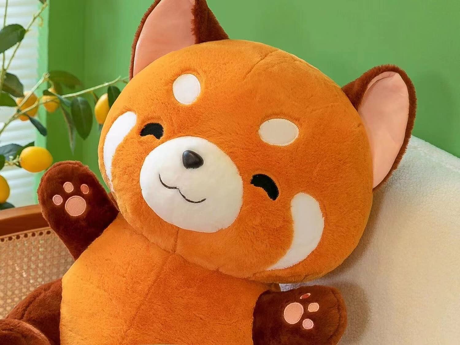 YUKOUQIAN red panda plush detailed face with friendly expression