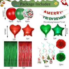 Yumiche Friendsmas red and green pom poms brighten displays