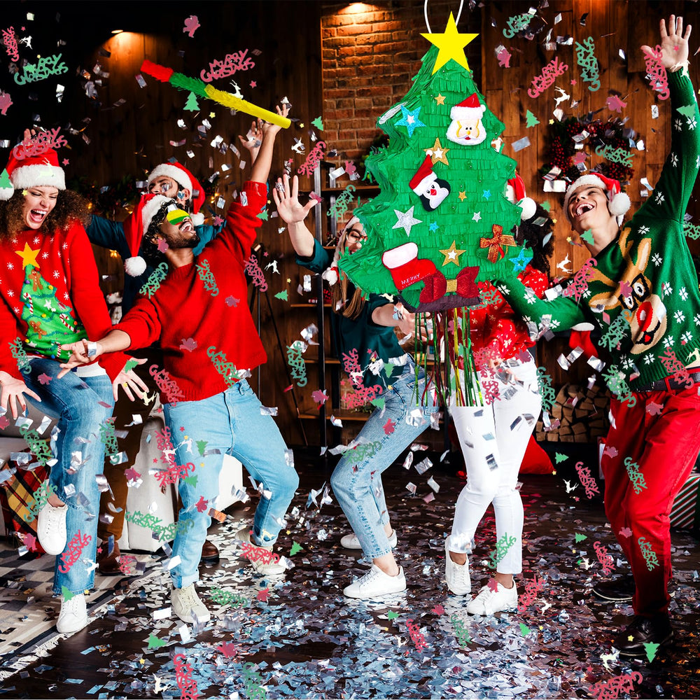 Yuminefeety Christmas tree pinata fill hole enables candy and confetti loot.